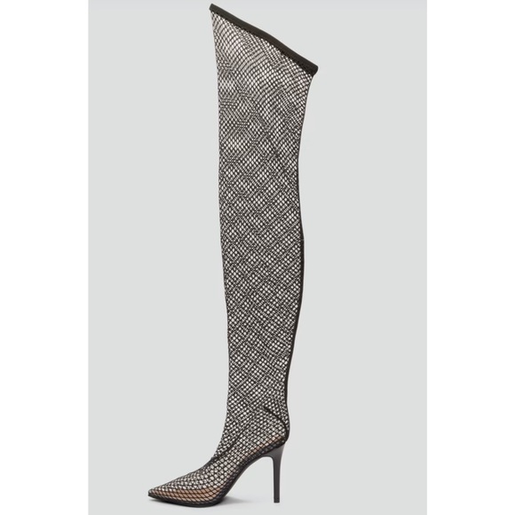 Fashion to Figure 9 Obsidian Thigh-High Fishnet Stocking Boots - Nadia X FTF - Picture 4 of 16